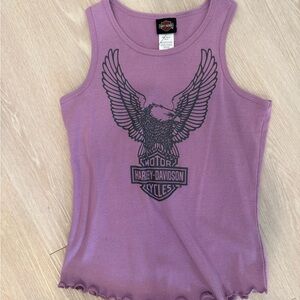 Harley-Davidson Lilac Ribbed Crewneck Tee with Logo Tag